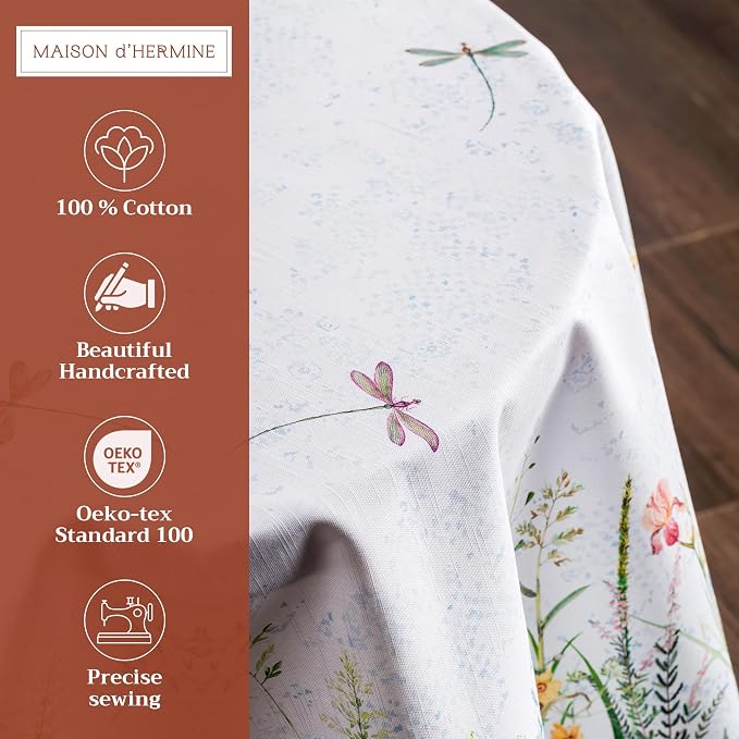 Maison d' Hermine Table Cloth Round Table 100% Cotton 63 Inches Tablecloth - Image 2