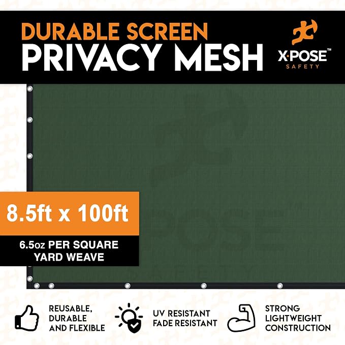 Xpose Safety Privacy Fence Screen 8.5’ x 100’ – Heavy Duty Green Mesh - Image 3