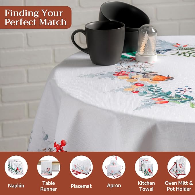 Maison d' Hermine Table Cloth Round Table 100% Cotton 69 Inches Fall Tablecloth - Image 4