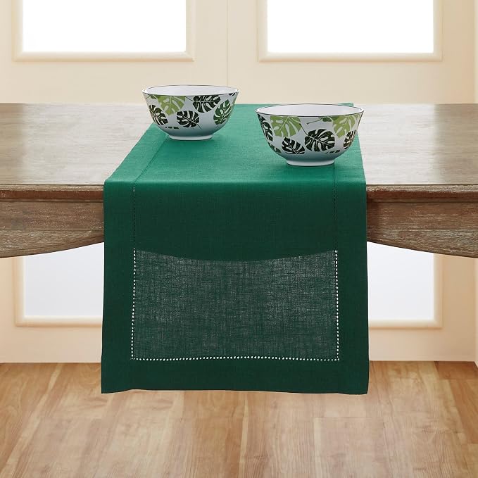Solino Home Linen Rainforest Green Table Runner 120 Inches Long by SolinoHome