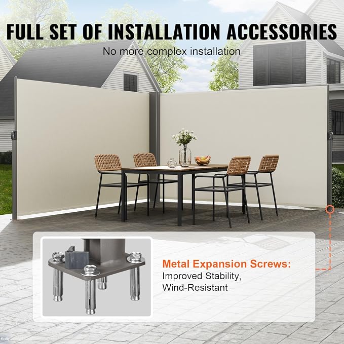VEVOR Retractable Side Awning, UV 50 71''x236'' Rugged Full Aluminum Rust-Proof - Image 5