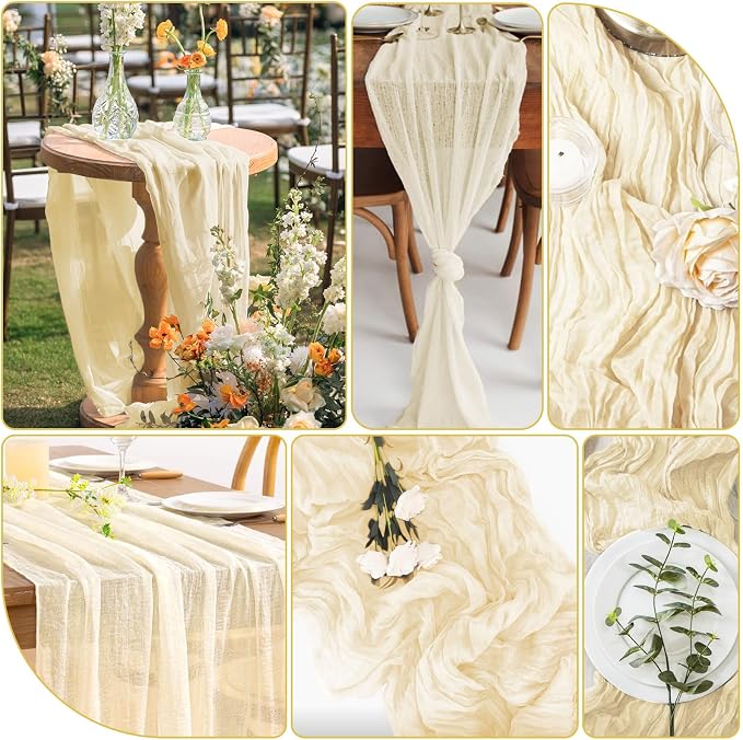 20 Packs Cheesecloth Table Runner 10FT Long Boho Gauze Fabric Table Runner - Image 3
