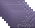 Leaf Placemats Set of 6, Non-Slip Heat-Resistant 18" x 12" Vinyl Washable by PandaPalm