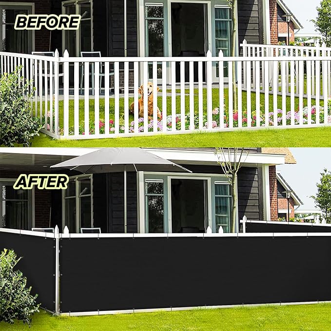 LOVE STORY 3.3'x19.5' Black Balcony Screen Privacy Fence Cover UV Protection - Image 3
