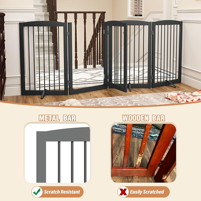 Freestanding Dog Gates with Door Walk Through, Pet Gate - Image 4