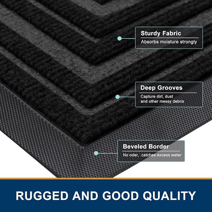 Buganda Front Door Mat Indoor Outdoor Entrance, Non-Slip Natural Rubber Doormats - Image 4
