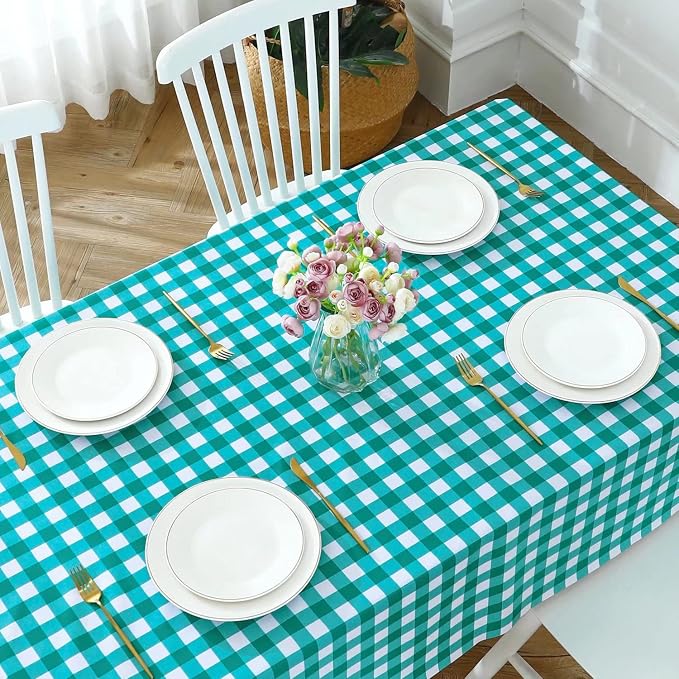 Romanstile Rectangle Vinyl Tablecloth, 100% Waterproof Buffalo Gingham Plastic - Image 5