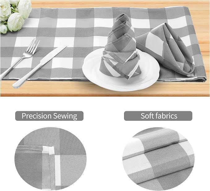 Buffalo Plaid Table Napkins Set of 50 Checkered Cloth Napkins 17x17 inch - Image 3