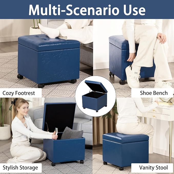 Homebeez Faux Leather Storage Ottoman - Image 5