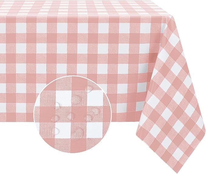 Romanstile Rectangle Vinyl Tablecloth, 100% Waterproof Checkered Plastic Table - Image 6