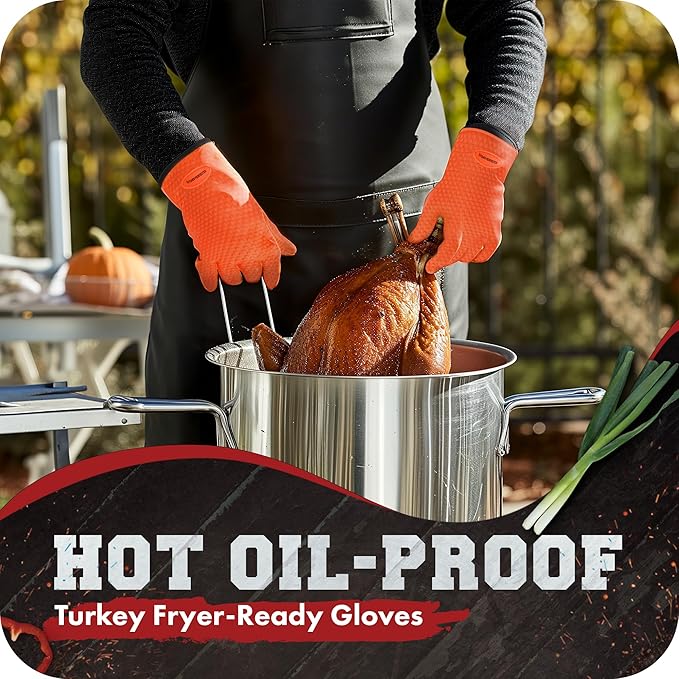 KITCHEN PERFECTION XL Silicone Smoker Oven Gloves-Extreme Heat Resistant BBQ - Image 5