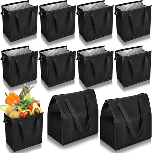 10 Pack Large Insulated Grocery Bags Reusable Shopping Bags by Locmeo