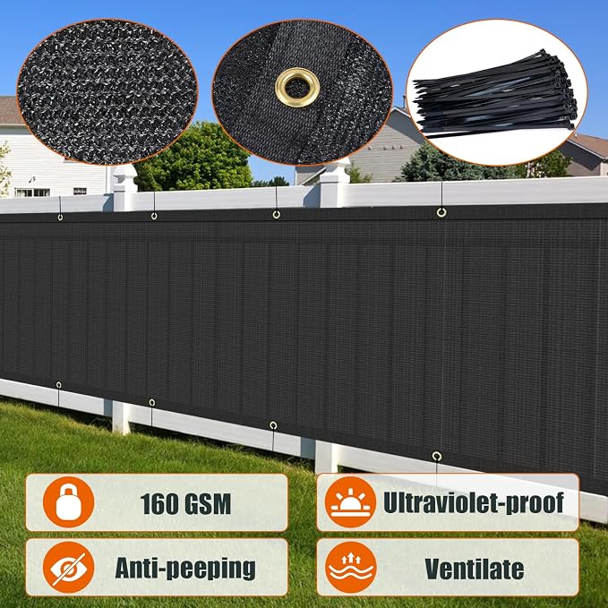 AYOHA 4' x 44' Privacy Fence Screen Fabric Mesh Shade Net Cover, Heavy Duty 160 - Image 2