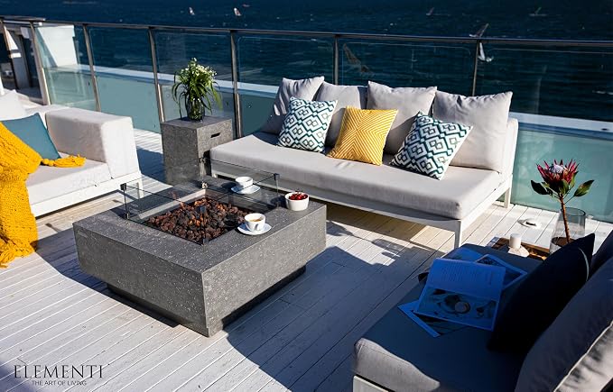Elementi | Bundle Manhattan Gas Fire Pit Cast Concrete 36" Square Fire Table - Image 7