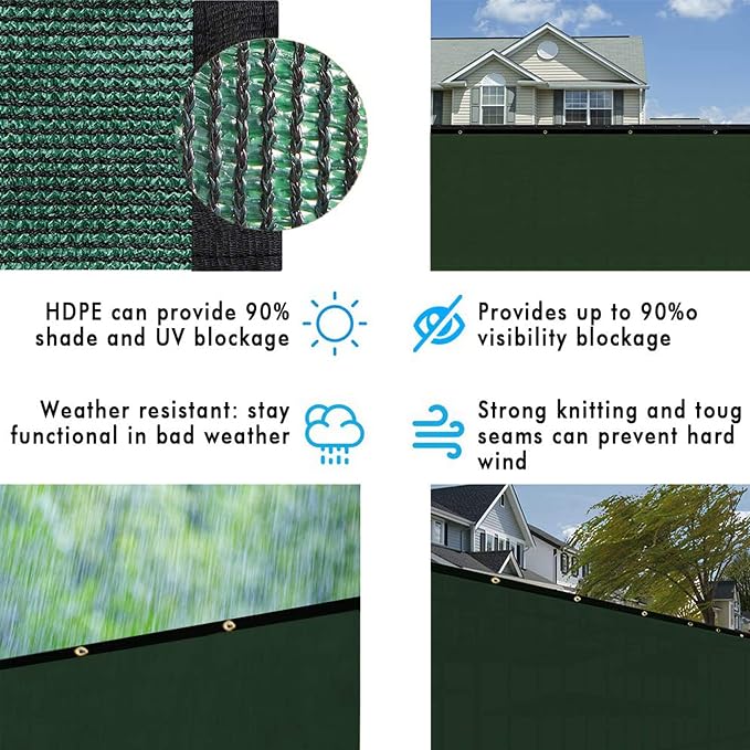 UPGRADE Privacy Fence Screen 3'x68' Dark Green Outdoor 90% Visibility Blockage - Image 6
