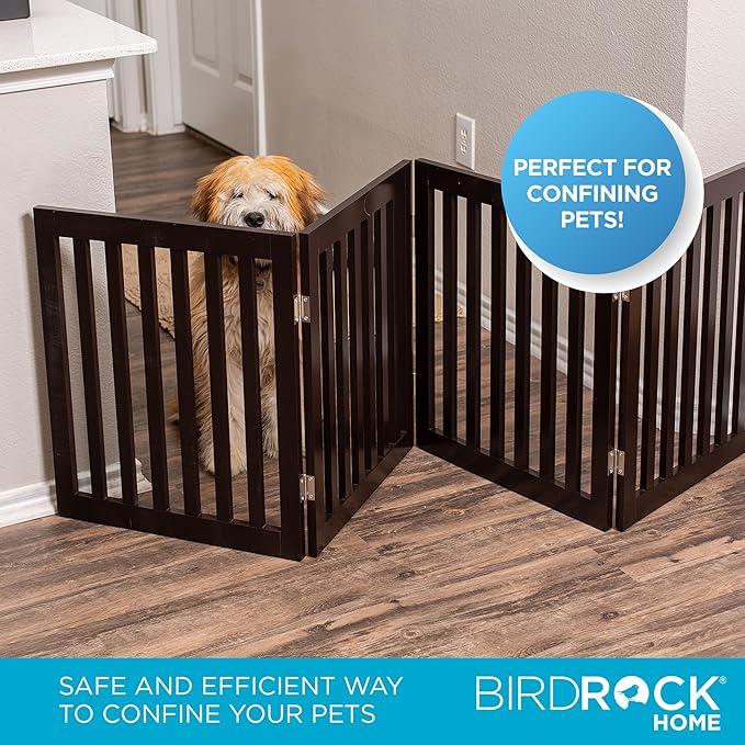 INTERNET'S BEST Dog Gate Indoor Freestanding Pet Barrier, Folding Wood Dog Fence - Image 5