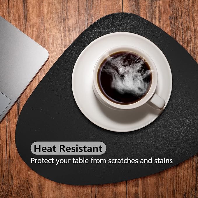 Herda Black Placemats Set of 6 for Dining Table Mats, Faux Leather Place Mats - Image 7