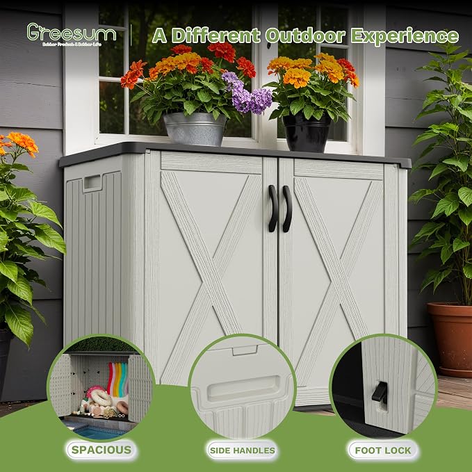 Greesum Outdoor Storage Cabinet, 25 Cu.Ft Deck Box Without Shelves, Waterproof - Image 5