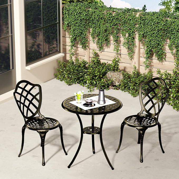3 Piece Patio Bistro Set, Outdoor Bistro Table and Chairs Set of 2 w/Umbrella - Image 7