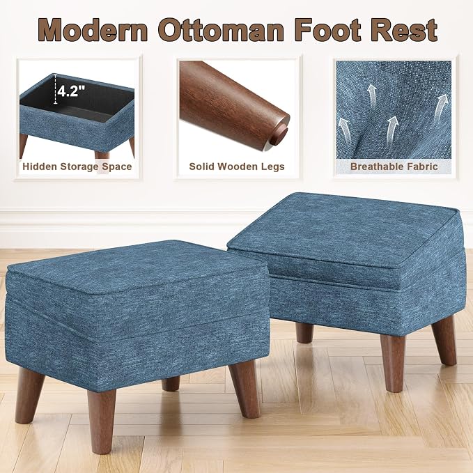 Small Footstool Ottoman with Storage, Ottoman Foot Rest, Modern Foot Stool with - Image 4