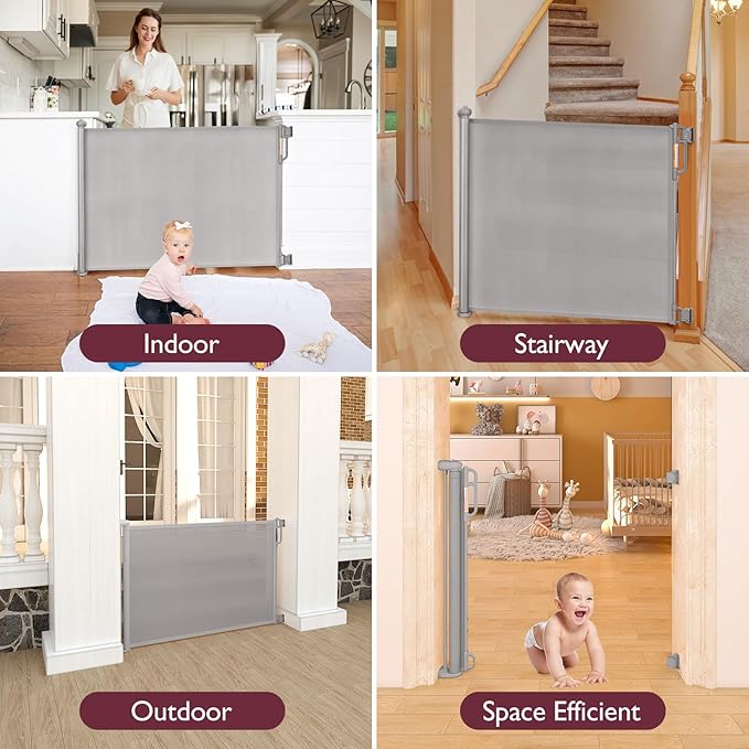 Momcozy Retractable Baby Gate, Extends up to 55" Wide, Child Safety Baby Gates - Image 6