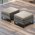 HUMMUH Outdoor Ottomans for Patio Set of 2 PE Wicker Outdoor Footstool by HUMMUH
