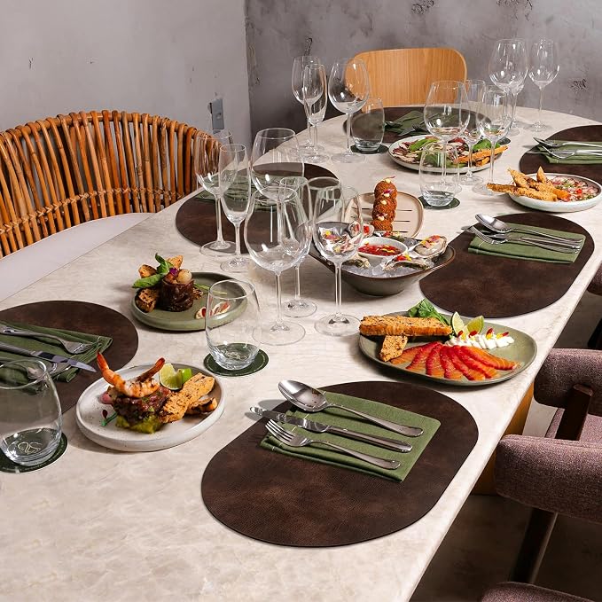 ADRIMER Placemats, Heat Resistant Oval Placemats Set of 12 Washable 12 x 17 Inch - Image 7