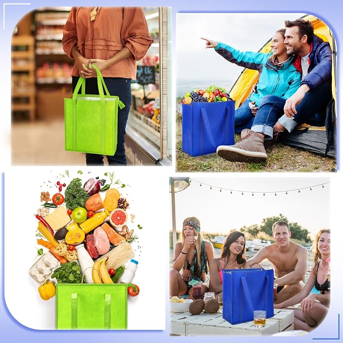 10 Pack Large Insulated Grocery Bags Reusable Shopping Bags - Image 4