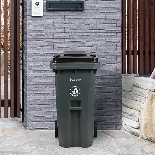 32 Gallon Trash Can with Wheels Outdoor Trash Can with Wheels and Lid - Image 5