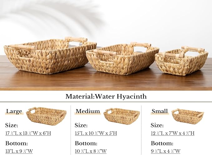 StorageWorks Hand-Woven Small Wicker Baskets, Water Hyacinth Storage Baskets - Image 9