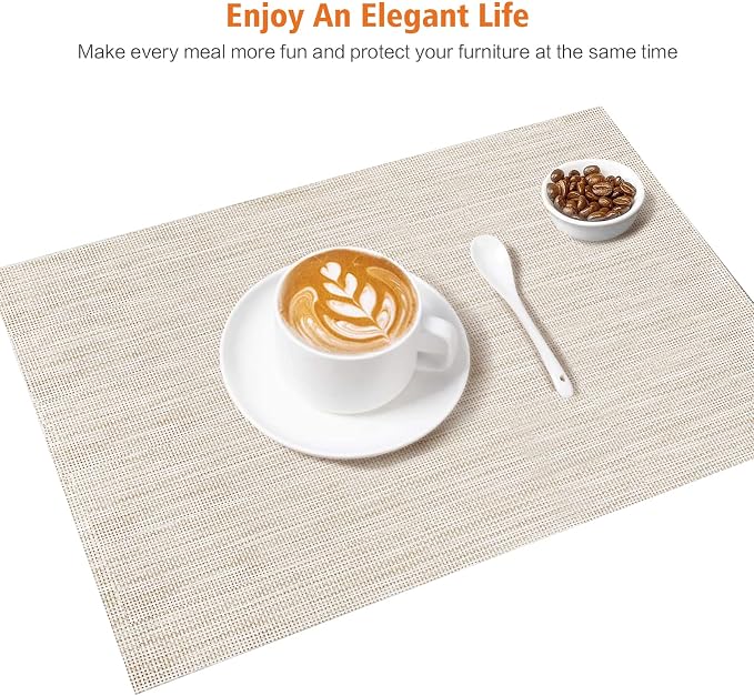 Placemats Set of 8, Heat and Stain Resistant Indoor/Outdoor Place mats - Image 6