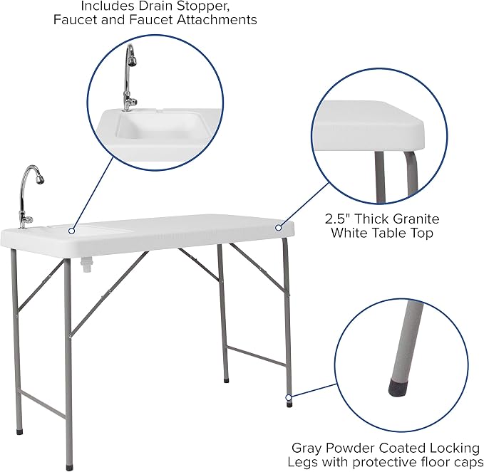 Flash Furniture Wesley 4' Portable Fish Cleaning Table - Image 8
