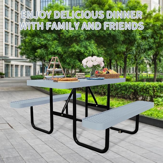 48'' Rectangular Steel Picnic Table - Image 4