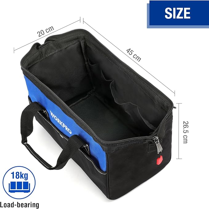 WORKPRO 18-inch Close Top Wide Mouth Storage Tool Bag - Image 7
