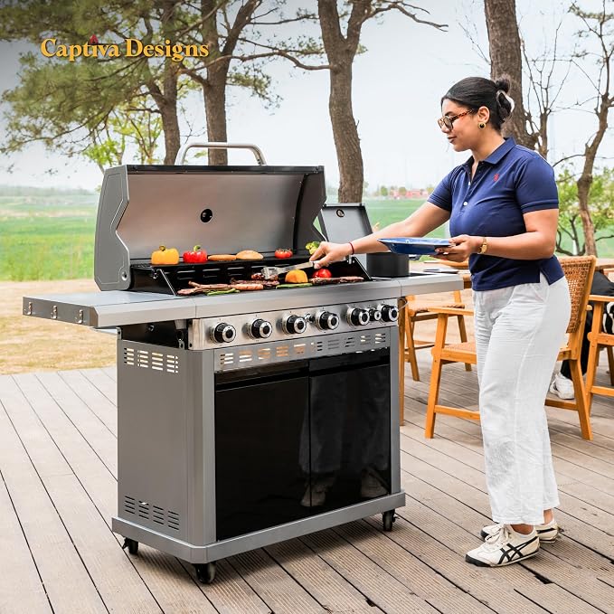 Captiva Designs 6-Burner Propane Gas BBQ Grill - Image 7