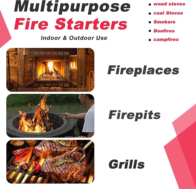 Stanbroil 50 pcs Fire Starters, Natural Charcoal Fire Starters Super Fast - Image 3
