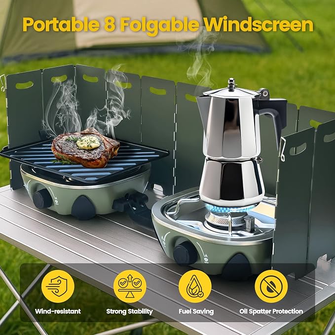 BJIPFO 2 Burner Foldable Camping Stove, Portable Propane Camp Stove, - Image 5