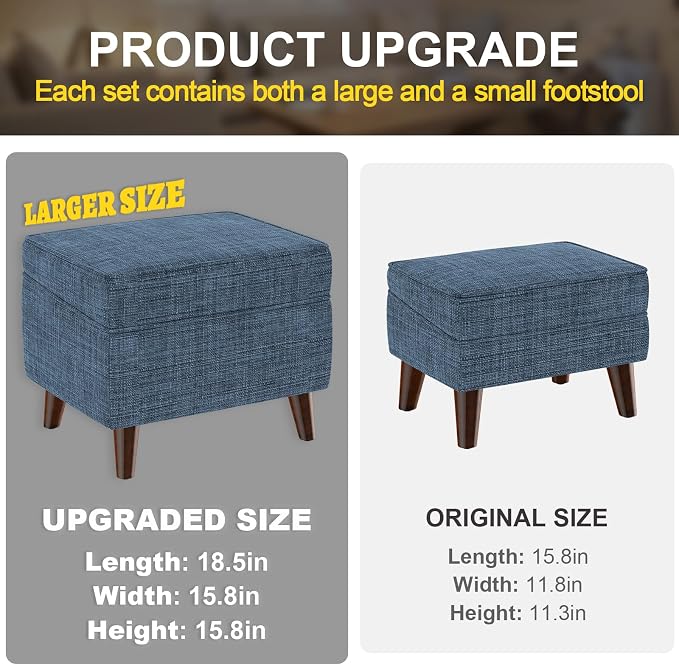 Storage Ottomans with Adjustable Cover, Soft Step Stool, Footrest and Seat - Image 2