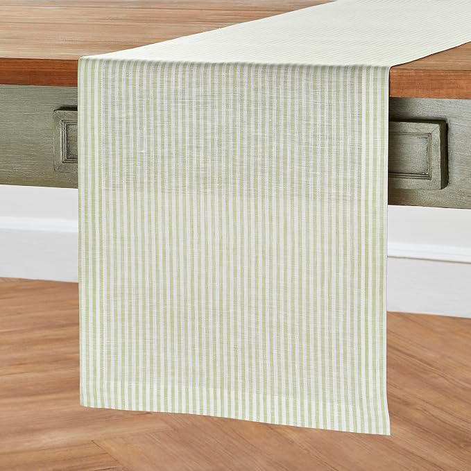 Solino Home Linen Striped Table Runner 120 Inches Long - Image 2