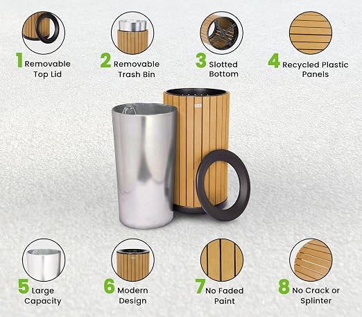 Alpine 32 Gallon Commercial Outdoor Trash Can - Image 3