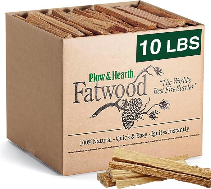 Plow & Hearth 10 LBS Fatwood Fire Starter Sticks Organic Kindling, Easy by PlowHearth