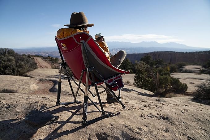 Folding Rocking Camp Chair, Indigo Blue with Steel Frame and Carry Bag