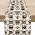 Gothic Table Runner, Retro Antique Damask Skull Pattern Classic Halloween Boho by Unknown