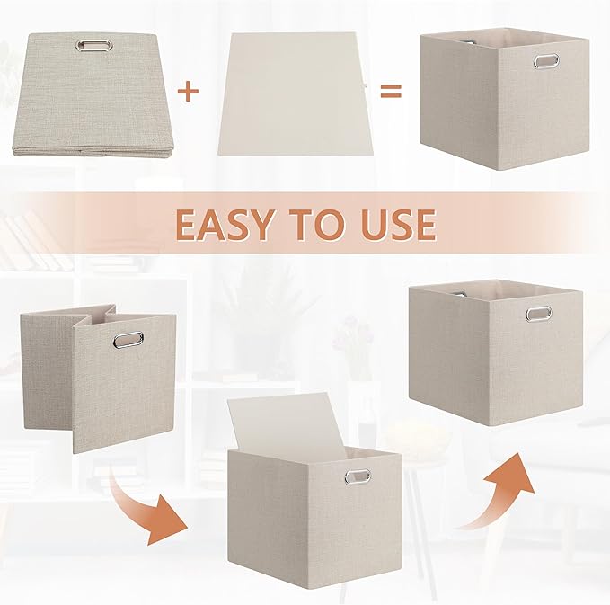 Posprica 13x15x13in Collapsible Storage Bins, Fabric Foldable Cube Storage Boxes - Image 5