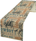 Western Cowboy Table Runner, Vintage Country American West Cowboy Riding Horse by Unknown