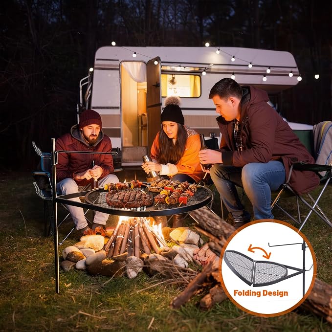 24" Fire Pit Campfire Grill Grate, Easy Setup & Adjustable Height - Image 6