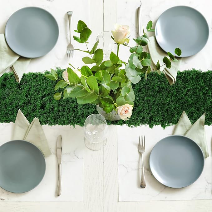 Zeyune 2 Pcs Fake Moss Table Runner - Image 4