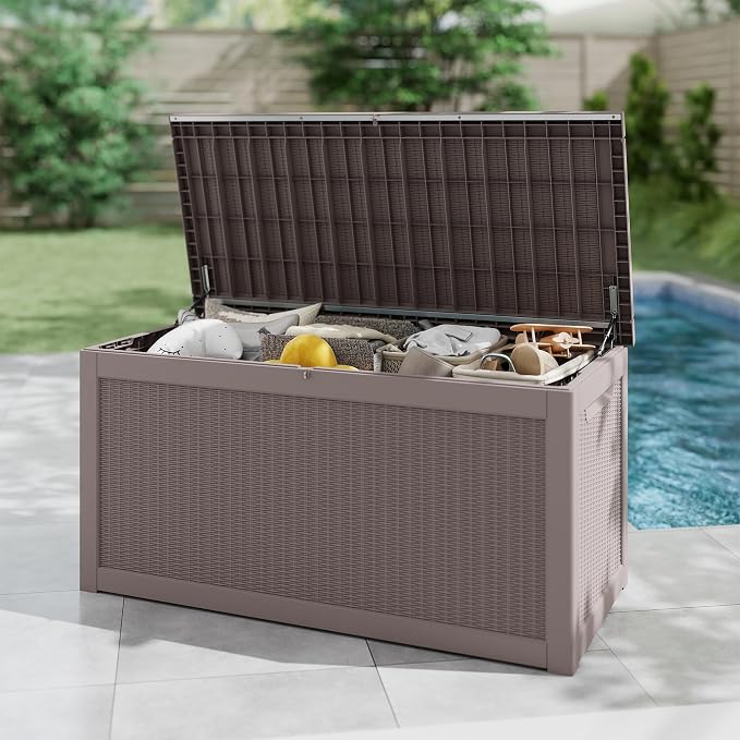 320 Gallon Outdoor Storage Box Waterproof, Resin Deck Boxes - Image 6