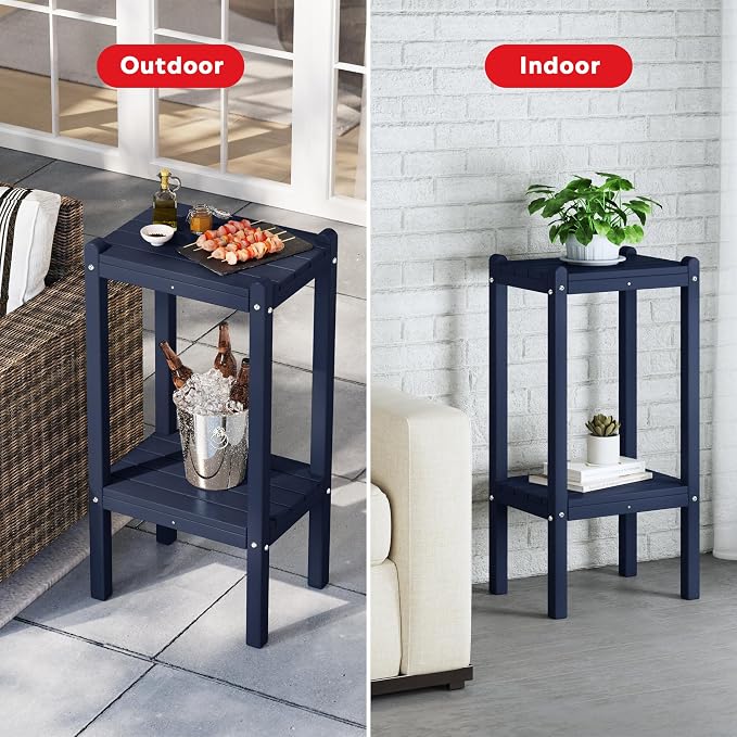 Costaelm Outdoor Side Table, 2-Tier Small Patio Coffee Tables - Image 6