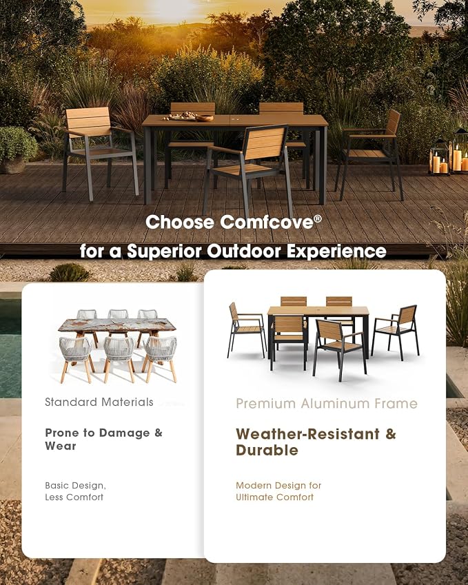 Outdoor Patio Dining Sets, Aluminum&HDPS 5 Piece Dining Table Set - Image 3